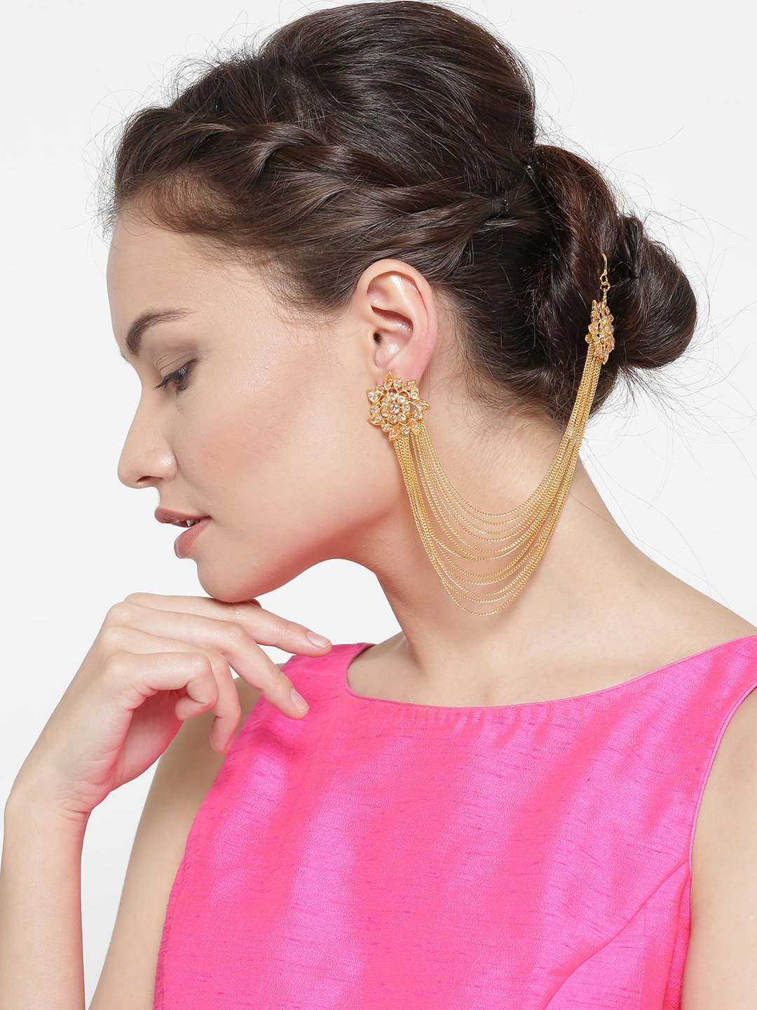 YouBella Gold-Plated Stone-Studded Ear Chains